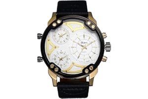 Avaner Montre Homme Montre Bracelet Grand Cadran Multifonctionnel - Afficahge Analogique -Bracelet en Cuir Bracelet Montre