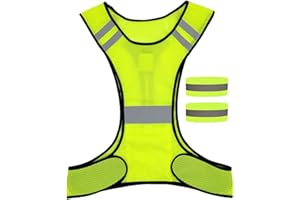 Enzyluxe 1 Pack of Reflective Vest, High-Visibility Running Vest, Adjustable Reflective Running Gear for Running, Cycling, Early Morning or Night Activities with 2 Wristbands