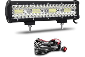 Willpower Barre LED 30cm 12'' 240W Spot et Inondation 12V 24V Étanche Phare de Travail pour 4x4 Voiture Camion Tracteur Quad Véhicule Bateau avec Câblage