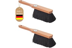 Novaliv 2X Mischung ROSSHAAR Handfeger Set Besen weiche Borsten - Mix Rosshaar Handfeger Auto Besenbürste - Idealer Schneebesen Auto Rosshaarbesen Mix Schrankbesen Naturborsten Hand Brush Handkehrer