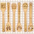 Wooden Spoons for Cooking, Huray Rayho 6PCS Rooster Cooking Utensils Set Chicken Cookware Burned Bamboo Spatula Fall Thanksgiving Farmhouse Kitchen Decor Father's Day Housewarming Wedding Mom Gifts