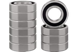XIKE 10 pcs 6002-2RS Ball Bearings 15x32x9mm, Bearing Steel and Double Rubber Seals, Pre-Lubricated, 6002RS Deep Groove Ball Bearing with Shields