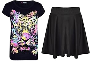 A2Z4KIDS A2Z 4 Kids® Kinder Mädchen Multi Tiger Aufdruck Modisch T-Shirt Top & Mode Legging Satz Neu Alter 7 8 9 10 11 12 13 Jahre