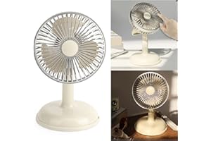 CRYFOKT Mały Wentylator Elektryczny, Oscylacyjny Wentylator Stołowy, Prosty Przenośny Wentylator Biurkowy w Stylu Retro, Mały Wiatrak ładujący USB Pure Color w Stylu Vintage (Żółty)