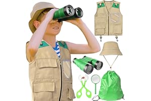Maryparty Kit Explorador para Niños, Juego de Exploración Aire Libre Aventura niños con Chaleco Sombrero Binoculares Brújula Set de Aventura Natural para Camping y Senderismo, Regalo para Niños