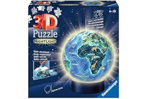 RAVENSBURGER Erde im Nachtdesign, Nachtlicht 3D Puzzle-Ball 72 Teile: Erlebe Puzzeln in der 3. Dimension