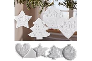 BAFIWU Silikonformen Gießformen Weihnachten, Silikonform Weihnachten Anhänger 4 Stile Silikonform Tannenbaum Stern, Liebesherz, Kugel, Giessformen Silikon Gießform Anhänger Handwerk