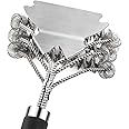 Olsdeeool Stainless Grill Brush and Scraper, 18" Grill Brush With Scraper Long Handle Wire Scrubber for Cleaning Gas Charcoal Porcelain Grills