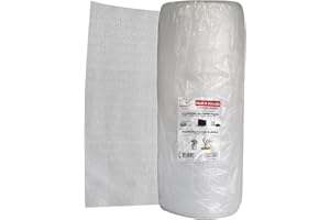 Jardibric - Film à Bulles 1m x 50m, Rouleau en Polyéthylène Résistant. Idéal pour la Protection Hivernale des Plantes et des Produits Fragiles lors des Déménagements.