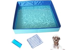 WEILONGB Hundepool Klein,Faltbares Hundebad,Faltbarer Planschbecken,Schwimmbecken Für Hunde, Planschbecken Für Haustiere, Faltbarer Hundepool Hundebad, Für Kleine Hunde Katze, 50x50x10 cm (Blau)