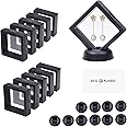 Eco-Fused 3D Transparent Floating Frame - Set of 10 - Suspension Display Case for Collectibles, Memorabilia, Decorations - Holders for Coins, Jewellery, Medals, Gemstones (Black)