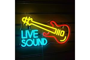 Ineonlife Live Sound Insegne al neon, luci al neon a LED colorate per la decorazione della parete, chitarra musica USB Neon Light up Sign per Bar Rock Music Studio Nightclub Party Decor