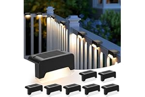 Solpex Luces Solares Para Vallas para Jardín Exterior, Paquete de 8 Luces Solares para Terrazas Exteriores, IP44 Resistentes al agua para Escaleras, Vallas, Patios(Negro, Blanco Cálido)
