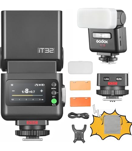 Godox TT350F Mini Flash Speedlite Compatible avec Appareil Photo Fujifilm TTL GN36 HSS 1/8000s 20PC Diffuseur de Filtre de Couleur