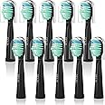 GEILSI Replacement Toothbrush Heads, Compatible with Fairywill Toothbrushes, Electric Tooth Brush for FW-507/508/551/515/917/959, FW-D1/D3/D7/D8, 10 Pack, Black