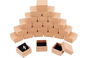 NBEADS 24 st kraftbruna fyrkantiga kartonglådor för smycken, papper detaljhandel presentförpackning för årsdagar, bröllop eller födelsedagar, 5 x 4 cm