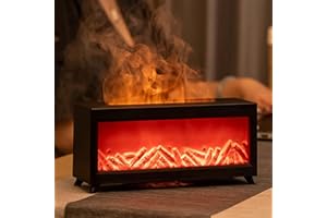 COLEXY Diffusore di Aromi con 7 Colori Effetto Fiamma, 150 ML Diffusore di Oli Essenziali, Diffusore di Aromi Elettrico, Spegnimento Automatico Senza Acqua per Casa Stanza Ufficio Yoga SPA (Nero)