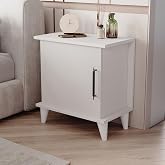 ENDA HOME COLLECTION Modern Nightstand with Adela Shelf (White)