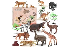 kramow 18 Piezas Juguetes Animales para niños 2 años,Figurines Juguetes de Animales Salvajes Educativo Regalo para niños niñas
