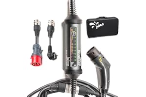 SMART JUICE Juice Booster 2 Basic Set, Mobile Wallbox 22kW Sin Instalación, Cargador Coche Electrico con Cable Tipo 2, Ligero e Impermeable IP67, Incluye Adaptador CEE32 Rojo 3 Fases + EU Schuko