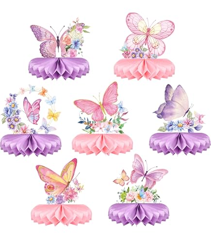 Lot de 8 centres de table en forme de papillon en nid d'abeille pour tables – Décorations de fête en forme de papillon | Décorations de fête