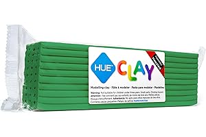 HUE Clay (formerly Newplast) - Firm, Reusable, Non-Drying, Oil-Based Modelling Material for Stop Motion Animation, Hobbyists & Sculptors. One Colour Layered Bar 500g, Green