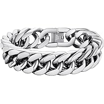 Prosteel Heren Roestvrijstalen Armbanden, Zilver Mannenarmband Miami, 8mm Roestvrijstalen Cubaanse Armbanden Lengte 19cm, Jongensarmbanden, Hiphop, Rapper