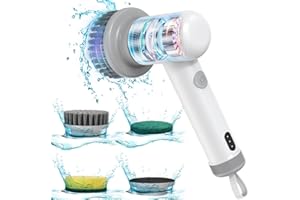 TAOQFUNNY Electric Cleaning Brush, Electric spin scrubber, Electric Cordless Spin Scrubber with 4 Replaceable Brush Heads for Bathtub, Floor, Wall, Tile, Toilet and Window