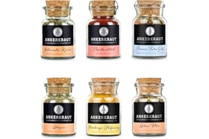 Ankerkraut Küchen Starter-Set mit 6 Gewürzen, Geschenk für Männer/Frauen/Div, Kitchen-Basic Starter-Kit, zum Einzug & Umzug, Inspiration zum Kochen
