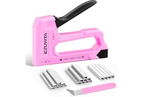 EZUVITA Light Duty Staple Gun for Wood, Pink Upholstery Staple Gun Kit with 2000pcs JT21 Staples 6mm, 8mm, 10mm and Staple Remover, Stapler Gun for Crafts, DIY, Classroom, Decoration
