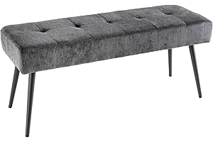 ‎RIESS AMBIENTE Riess Ambiente Design Sitzbank Boutique 100cm dunkelgrau Cord Schwarze Metallbeine, Polsterbank in modernen Stil, Flurmöbel, Esszimmerbank