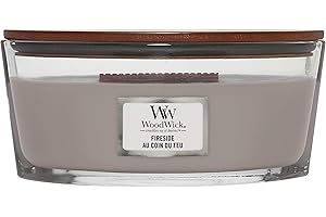 Woodwick Ellipse Candela Profumata Con Stoppino Scoppiettante, Caminetto, Fino A 50 Ore, Grigio Chiaro, Large