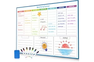 damoguin Wipe Clean A3 Weekly Planner Magnetic for Household, Shopping Lists, Meal Planner Week and Cleaning Plan, Magnetic Board Fridge Whiteboard with 7 Markers and 1 Eraser