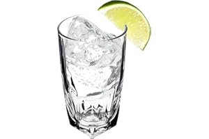 KADAX Vasos de agua transparentes con fondo reforzado, vasos de jugo de paredes gruesas, vasos estriados, vasos para beber (alto, 440 ml)