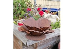 terracotta-toepfe-de Große Blüte ca. 30 cm aus Metall in Edelrost, Rost Deko für Garten und Wohnung Pusteblume Blüte