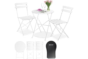 KESSER® Set da bistrot 3 pezzi con 2 sedie pieghevoli, set da balcone, mobili da balcone, mobili pieghevoli, set da giardino, mobili da giardino, tavolo da giardino bistrot in metallo incl. Copertura