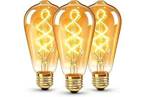Caldarax Set med 3 stycken Edison LED-lampor, vintage ST64 E27 4 W med varierande intensitet, bärnstensfärgat glas, varmt vitt 2200 K, ersätter glödlampor på 40 W, spiralformad glödtråd E27 för