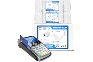 ‎TK THERMALKING 20 x EC Cash Thermorollen - Breite: 57 mm – Durchmesser: 35 mm - Hülsendurchmesser: 12 mm – Länge: 14 m - für Bondrucker, EC-Terminals, etc.