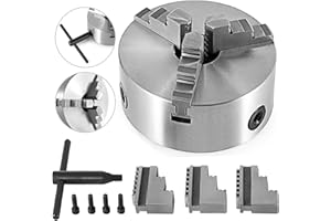 VEVOR Husuper K11-100 3- Mandril de Torno 100mm, con 2 Juegos de Mandíbulas Mandril, con 3 Mordazas Autocentrante, Mandril del Torno de Centrado Automático para Todo Tipo de Tornos de Uso General