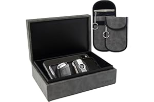 ZCOINS Extra Large 8.25" Faraday Box & 2 Dual-Layer Pouches, Car Key Signal Blocker Box, Keyless Entry RFID Blocking Set, Protects Any Car Key for Auto Security, Faraday Protection- Dark Grey