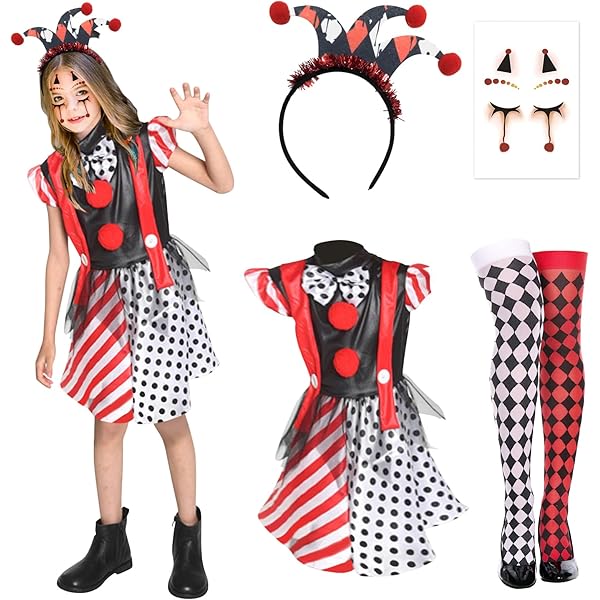 Griezelig Halloween harlekijn clown kostuum voor kinderen