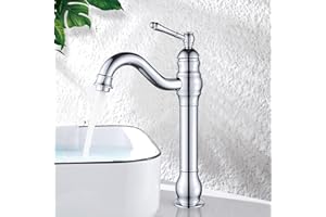 Namuoto Grifo de Lavabo Rotación de 360 ​​°Grifo de Lavabo Alto Grifo Fregadero Monomando de Baño, Cromado Grifería Baño Monomando de Latón Grifo, Latón, Cromado