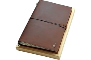 ‎WANDERINGS WANDERINGS Großes Leder Tagebuch – 19x25.5 cm Grande Nachfüllbares Reisenotizbuch – Perfekt Zum Schreiben, Skizzieren, Sammelalben, Zeichnen, Reisende, Profis – Blanko Einsätze