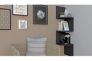 Henor Estantería Pared Rincón Madera FSC® Zig Zag Mod.20 3 Estantes. Especial Esquinera. 86x20x20 Cm. Grafito