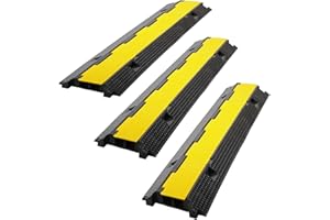 Fiqops Cable Protector 3 packs 2 channel, 101 x 25 x 5 cm Cable Cover, rubber hose bridge modular design, cable bridge override protection for cables, cable protection mat for car parks, black