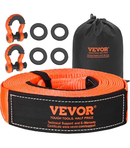 Sangle De Remorquage Cinétique VEVOR 50,8 Mm X 6,1 M – 7711 Kg Résistance, Crochets Métalliques, Idéale 4x4, SUV, Camion & Tout-Terrain