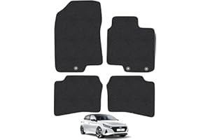 CAR MAT CO Car Mats for Hyundai i20 (2015-2020) Tailored Fit Carpet Floor Mat Set Accessory Black Custom Fitted 4 Pieces with Clips - Anti-Slip Backing & Black Trim Edging