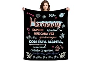 ACAROMAY Regalo Hermana, Regalos para Mi Hermana Manta Personalizada Regalos Originales para Mujer Joven Ideas Manta de Mujer Regalo de Cumpleaños Navidad Decoración Mantas (Hermana-Negro)