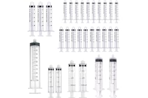 LTKJ 30 Stück – gemischte 3 ml 5 ml 10 ml 20 ml 30 ml 50 ml 100 ml Spritzen zum Nachfüllen und Messen von Flüssigkeiten, Öl oder Kleber-Applikatoren