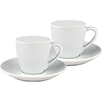 Van Well 2er Set Espressotasse Bistro/Gloria 10cl mit Untertasse 12cm - klassisch - weiß - aus Porzellan